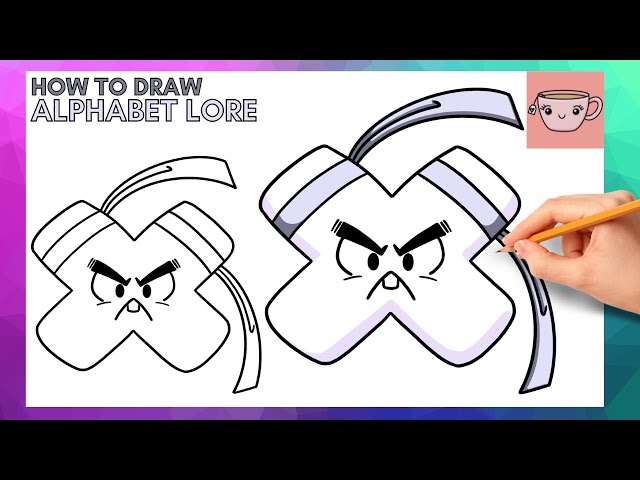 How To Draw Alphabet Lore - Lowercase Letter X  Cute Easy Step By Step  Drawing Tutorial 