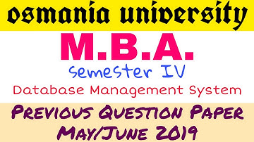 Database Management System Previous Question Paper 2019 | MBA 4th Semester | OU