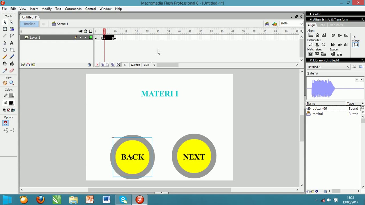 Untuk melihat hasil animasi pada program macromedia flash dengan menggunakan kombinasi tombol