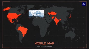 World Map and HUD Elements ( After Effects Template ) ★ AE Templates