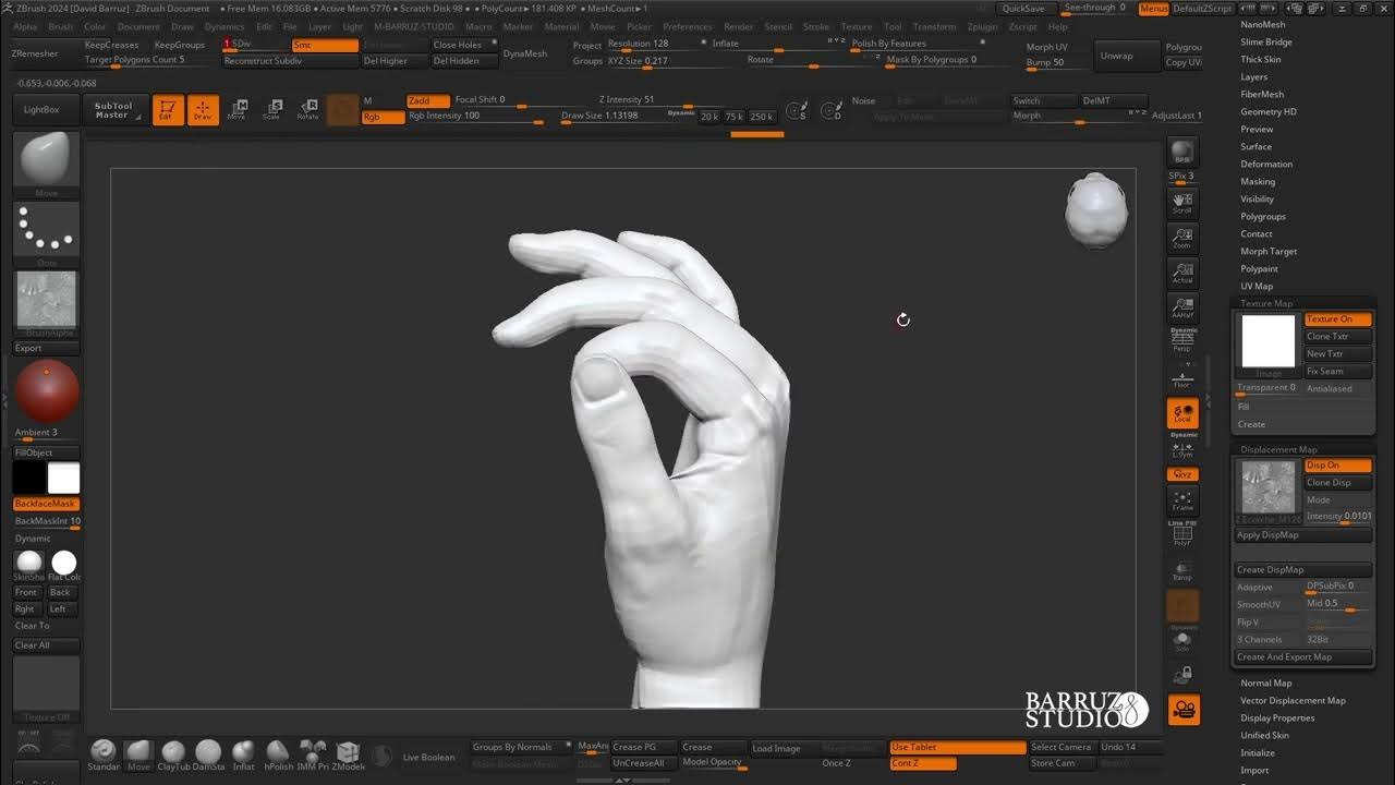 Mano lista para posar en ZBrush con ZSphere Rig YouTube
