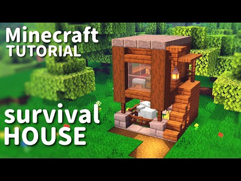 【マインクラフト】5×5で作れる動物小屋付きの仮拠点の作り方【マイクラ建築講座】