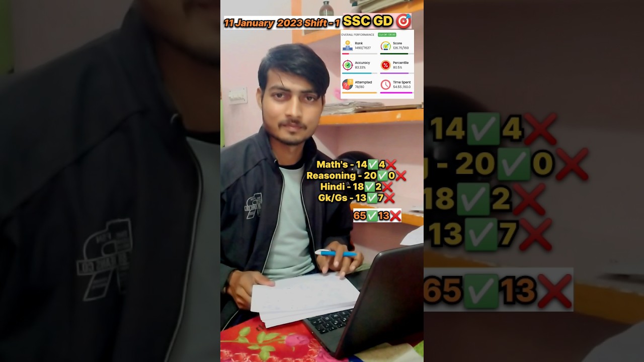 😊 FULL TEST SSC GD 2023 January 11 Shift 1 | SSC GD FREE TEST | 