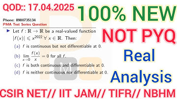 QOD 17.04.2025 Solution | 100% New Question | Not 🚫 PYQ | Real Analysis | CSIR NET | IIT JAM | TIFR