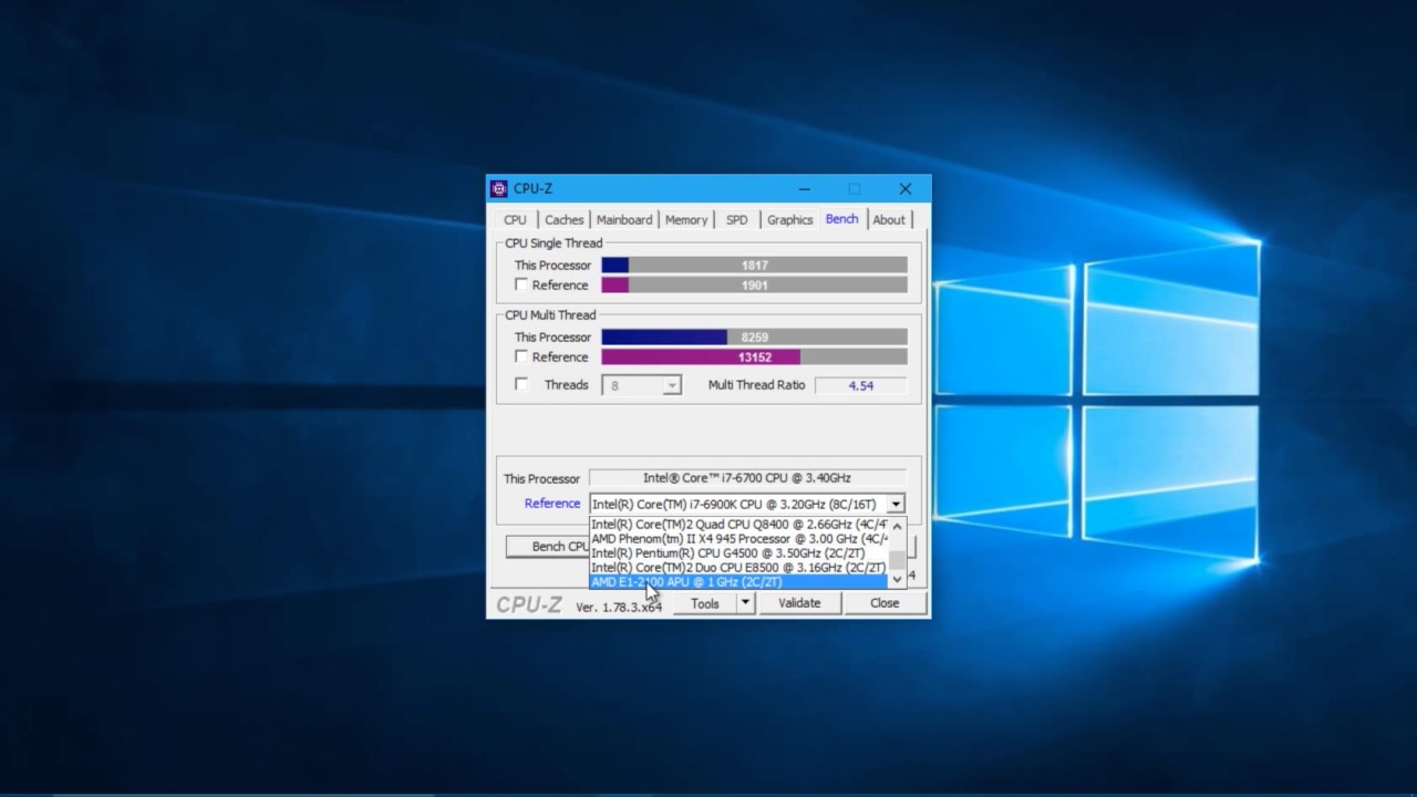 Cpu Z Benchmark I7 6700 Vs Other Cpu S Results Youtube