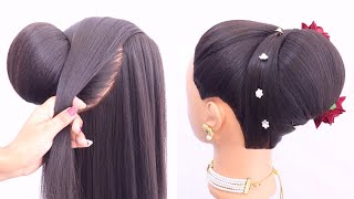 Beautiful Donut Bun Hairstyle For Ladies | Advance Hairstyle For Wedding &amp; Party