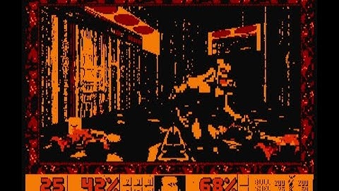 FastDOOM in CGA on 86Box (Amber Hellscape)