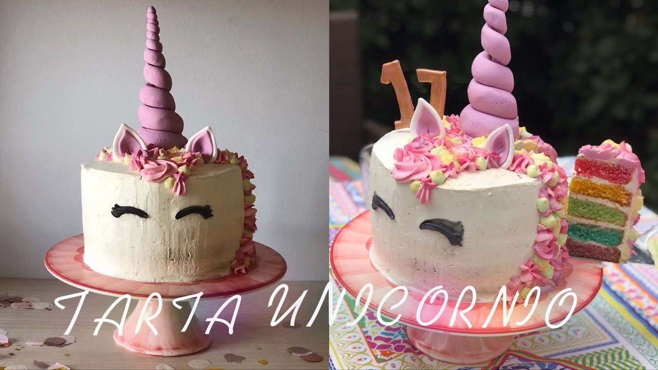 TARTA UNICORNIO con interior de ARCOÍRIS