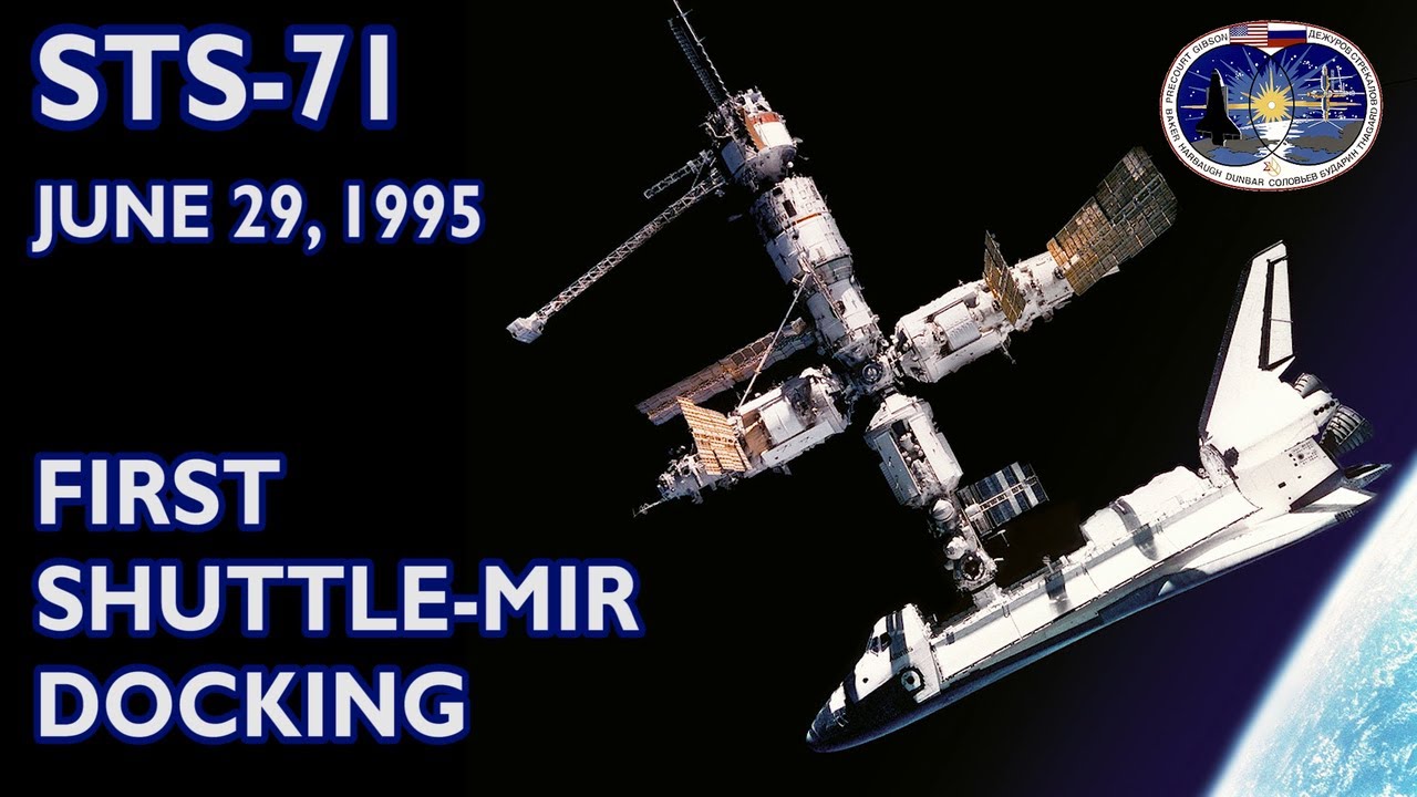 STS-71 - First Shuttle-Mir Docking - Stabilized, Upscaled (1995/06/29) - Atlantis, Mir space station - YouTube