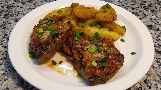 Печень-стейки на гриле с жареным луком 🌟 Grilled liver steaks with fried onions by Awaxess kitchen 473 views 1 year ago 3 minutes, 42 seconds