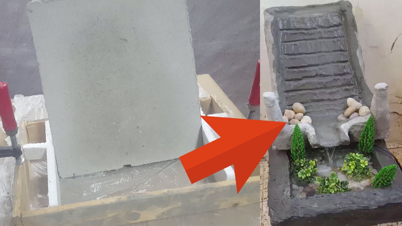 Create a stunning cement waterfall in a simple and amazing way - YouTube