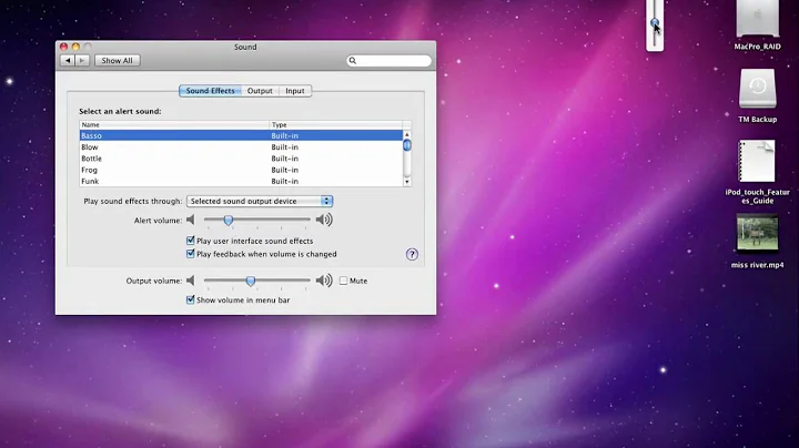 Sound Preferences in Mac OS X Snow Leopard