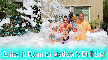 Buried Alive in Foam!!! Madison's Crazy 6th Birthday! Bumper Cars and Foam Party!!!