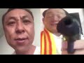 Angry chinese man yells at another chinese man with a gun