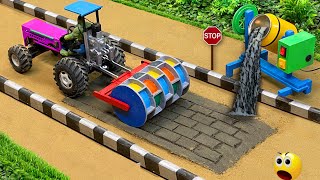 Diy tractor making asphalt road new technology | diy mini construction machinery