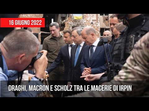 Draghi, Macron e Scholz tra le macerie di Irpin in Ucraina