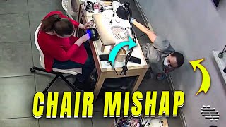 Nail Artist Falls off Her Chair