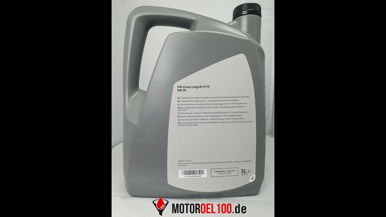 Das neue VW Original 0W-30 Longlife III FE VW 50400 50700
