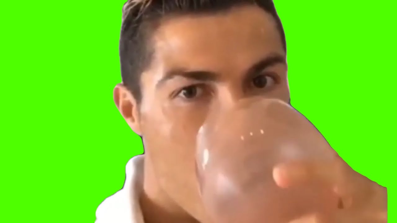 Cristiano Ronaldo Drinking and Smiling Meme (Green Screen) – CreatorSet