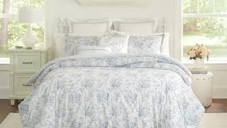 Laura Ashley - Queen Sheets, Soft Sateen Cotton Bedding Set - Sleek,  (Lilian Coral, Queen)