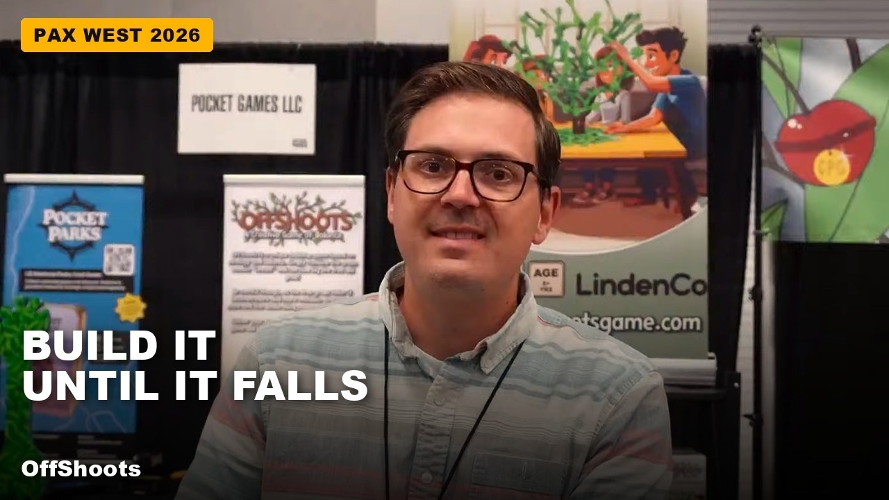 Dan of OffShoots on the wooden tree balance game