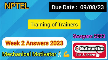 Training of Trainers | Week 2 Quiz | Assignment 2 Solution | NPTEL | SWAYAM