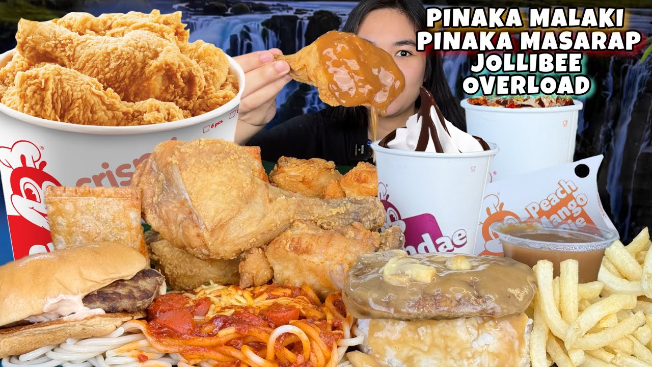 Jollibee Chicken Joy, Spaghetti, Burger Steak, Fries, Burger, Sundae Ice Cream, Mango Pie Mukbang