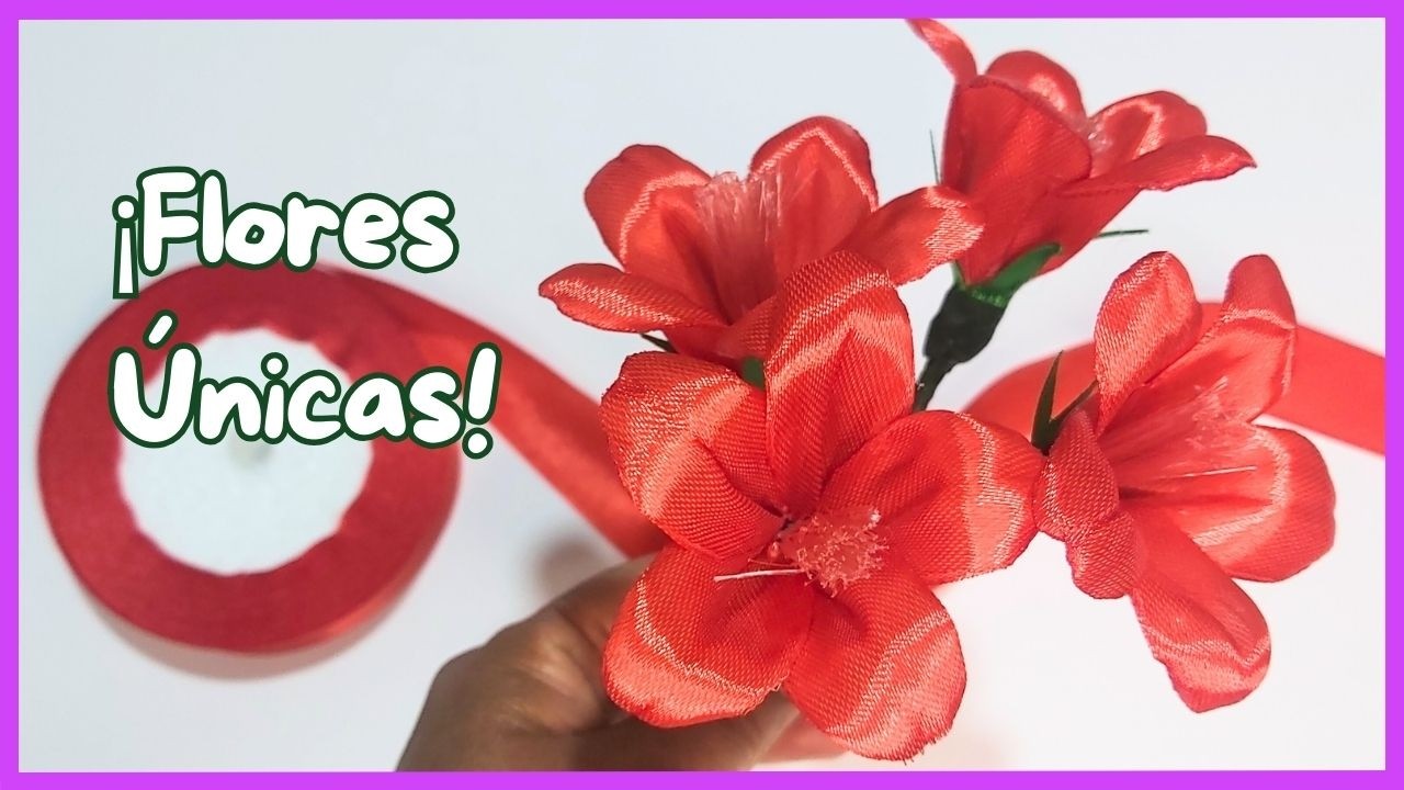 Превратите атласную ленту в уникальные красные цветы! 🌹