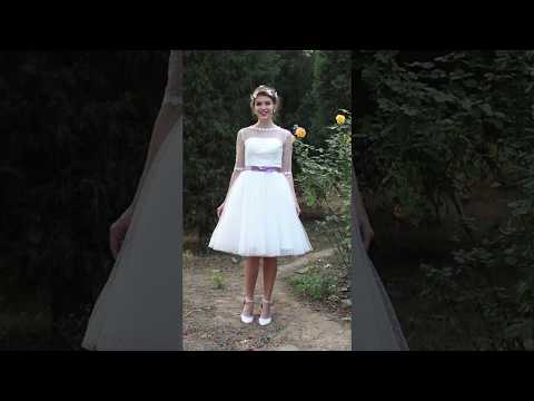 a-line-wedding-dress-see-through-tea-length-bateau-tulle-/by-lightinthebox