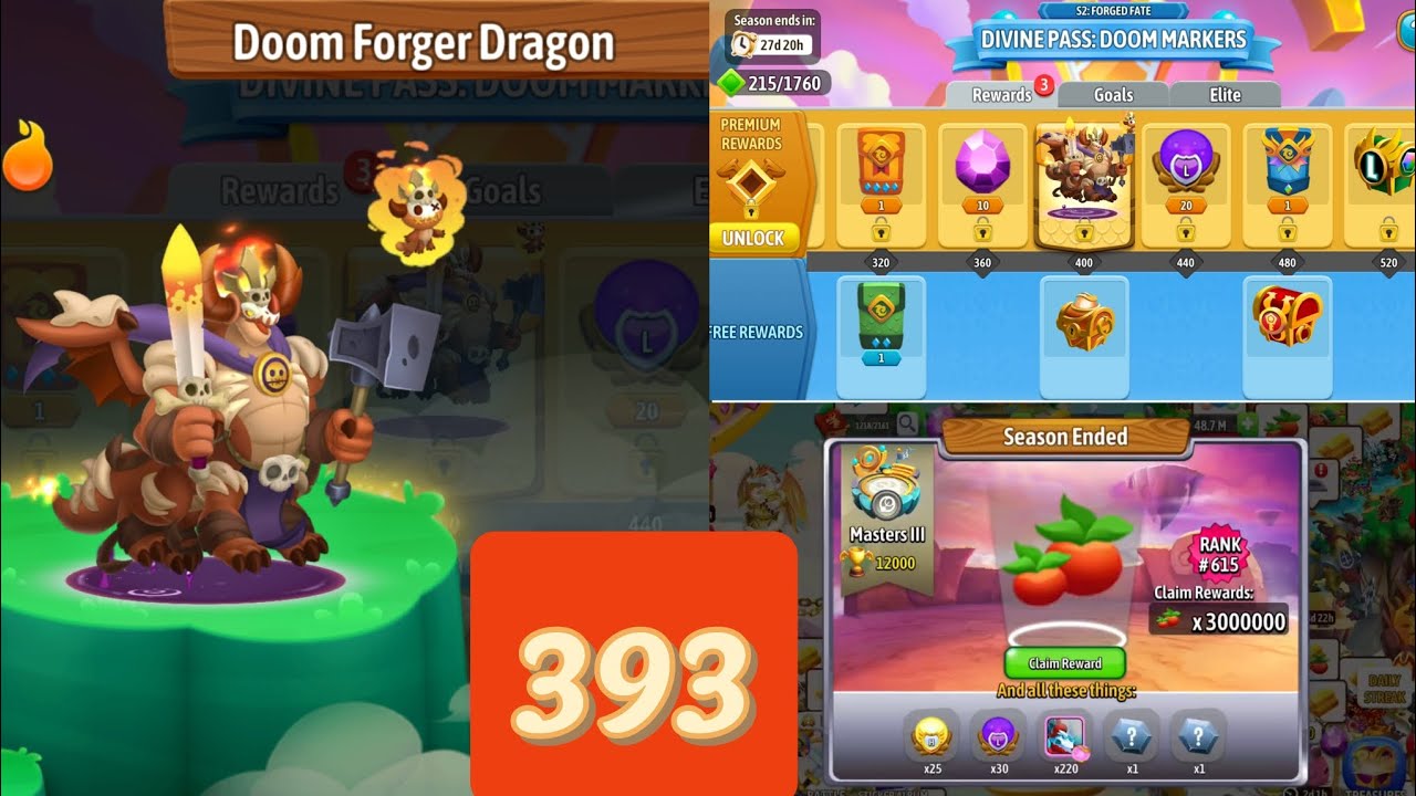 Dragon city Season 9:The Armored Alinacne Battle Gameplay Part393 New Divine pass Doom Forger Dragon