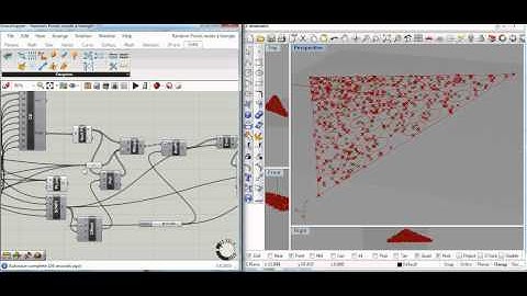 Random points on a triangular surface - Grasshopper + Kangaroo (Rhinoceros) (math approach))