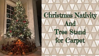 Christmas Nativity Display and Tree Stand for Carpet