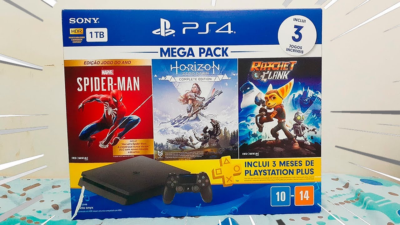 Console Playstation 4 Slim 1TB Mega Pack 4 com 3 Jogos