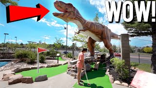 ONE OF A KIND Dinosaur Themed Mini Golf Course! | Back to Back Hole In One! screenshot 4