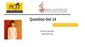 Question set 14 | 1st year | Database Management System 01 | Java institute | Malisha Dilanjana