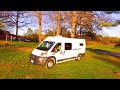 Custom Camper build with huge solar system, air conditioning, and recirculating shower.