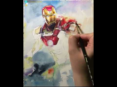 watercolor <strong>speed</strong> painting – Iron <strong>Man</strong>  아이언맨 수채화 채색  #shorts