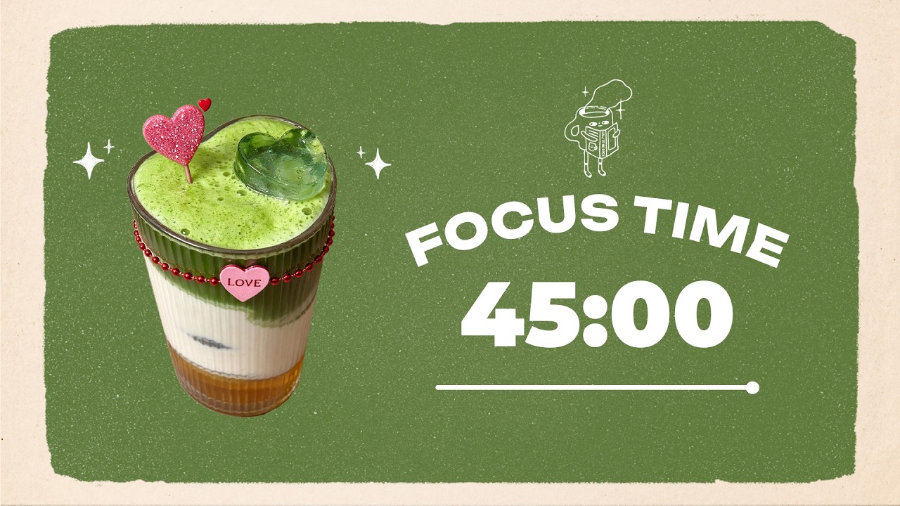💗 Study with Me | Valentine Matcha Latte | 45/10 Timer | Chill Lo-fi 🎶 | 4 Hour Focus Session