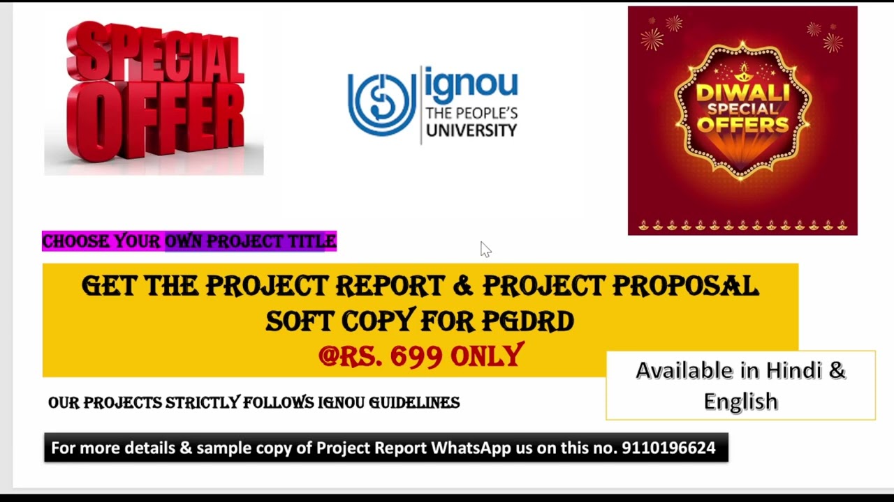 Diwali Offer ! Get Project Report soft copy for PGDRD course IGNOU @Rs699 only