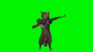 Cat Shooting From Ak-47 Meme (Green Screen)