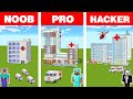 Minecraft NOOB vs PRO vs HACKER: EMERGENCY HOSPITAL SAFE BASE BUILD CHALLENGE in Minecraft Animation