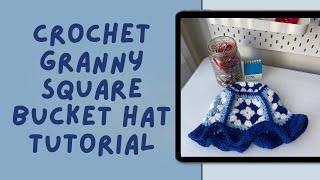 Crochet Granny Square Bucket Hat Tutorial
