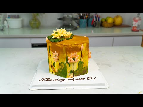 Awesome How to make Painting Lotus cake  Tuyt Vi Chia S Cch Lm Chic Bnh V Hoa Sen p Mt
