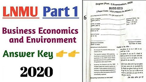 Lnmu bcom part 1 buisness economic and environment subsiadry objective answer key 2020