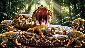 Jungle Heroes Save Squirrel Monkey from Terrifying Giant Python Attack 🐍