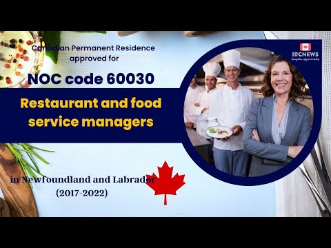 6 Years of Approved PR for Restaurant and food service managers   in NFL Canada (NOC 60030)