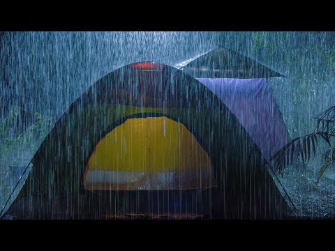 Fall Asleep Fast in MINUTES with Beautiful Heavy Rain on tent & Mighty Thunder in Forest | Rain 4K