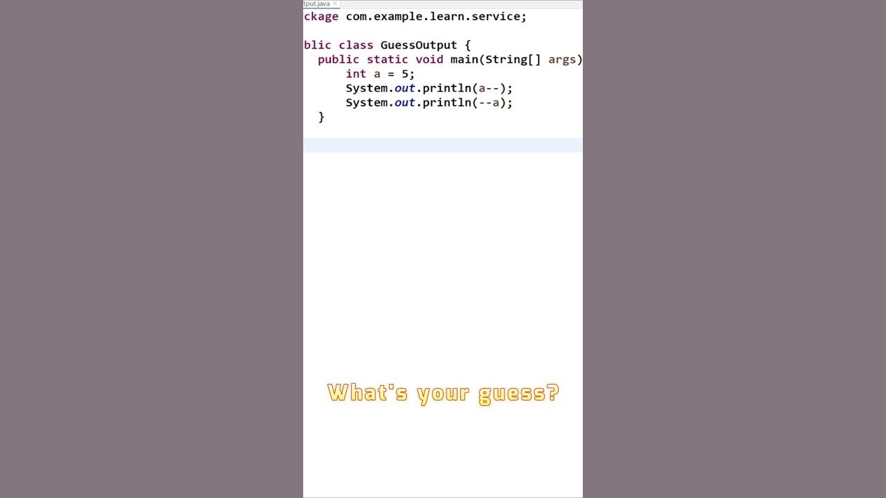 Java Decrement Challenge: Guess the Output! (a-- vs --a)? #coding # ... image.