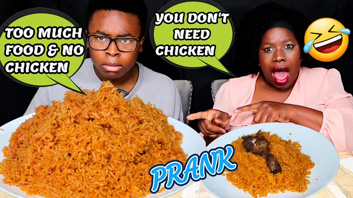 GIVING MY SON THE LARGEST PORTION OF FOOD WITHOUT MEAT *PRANK 🤣*  RICE AND STEW WITH CHICKEN MUKBANG