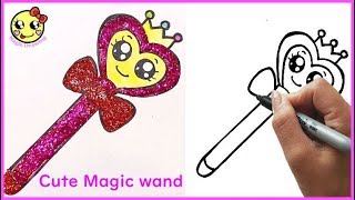 Cute Glitter Magic Wand Drawing And Coloring Easy And Fun Art For Kids Magic Drawing